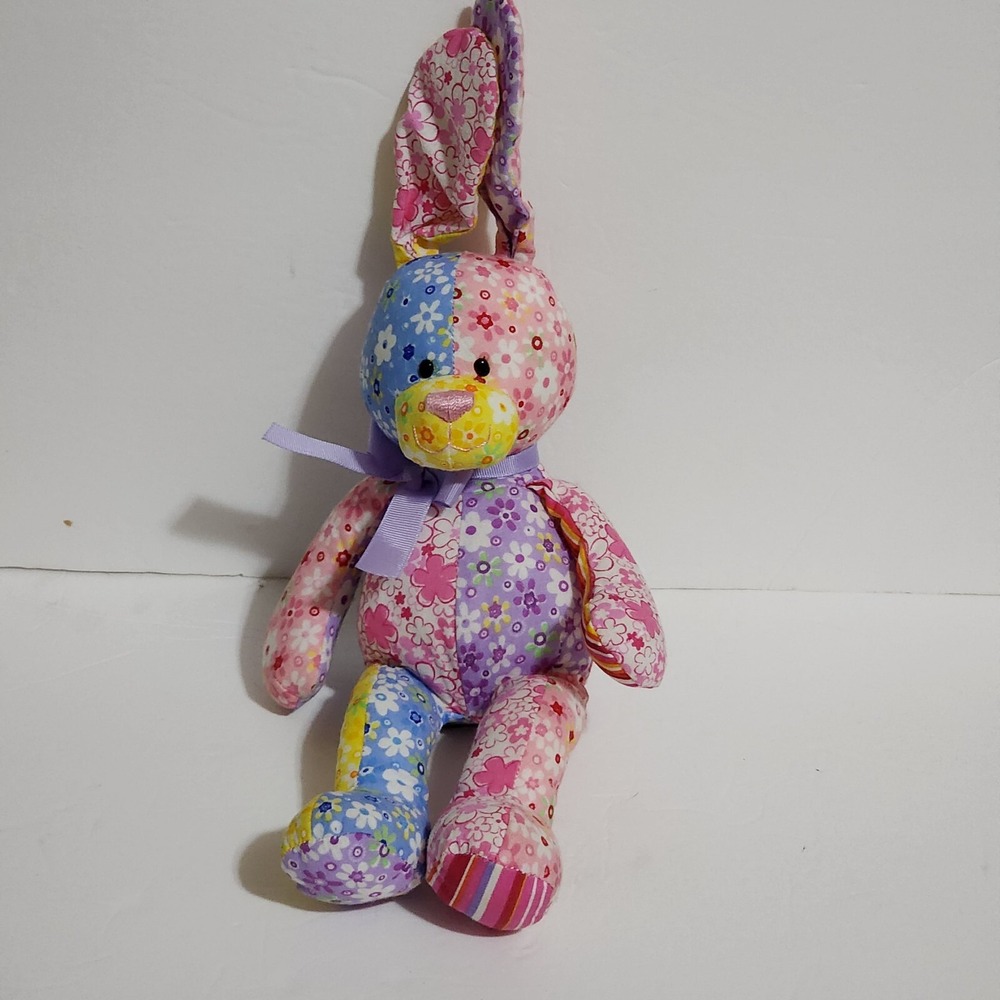 Gund Fanciful Collection Bunny Patchwork Colorful Floral Medium Plush 36362 14"
